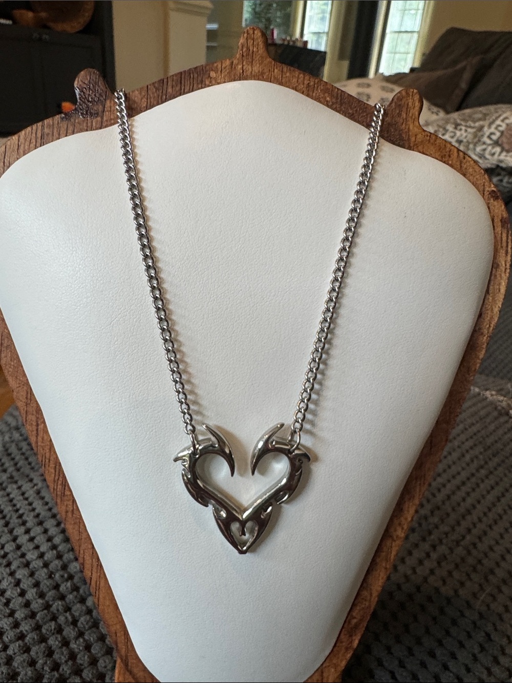 Sterling-Style Silver Heart Pendant Necklace - Women Jewelry